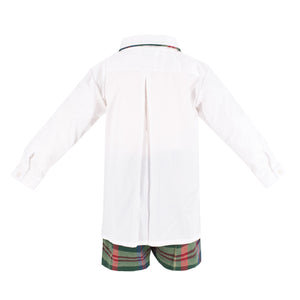 Hayden Long Sleeve Boy Set in Green Tartan