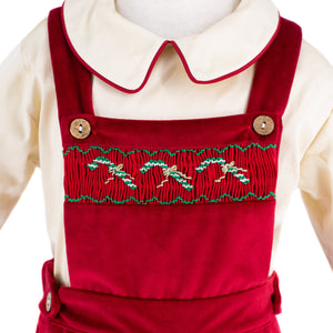 Christopher Boy Overall in Red Velvet