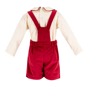 Christopher Boy Overall in Red Velvet