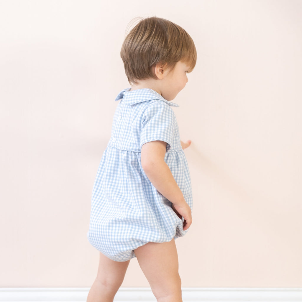 Lucas Boy Bubble in Blue Gingham