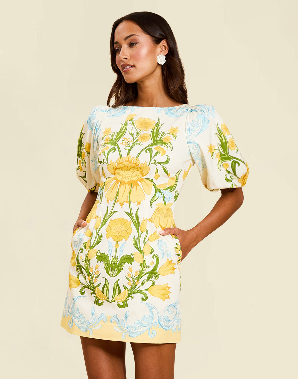 Donovan Mini Dress in Lemon Verbena