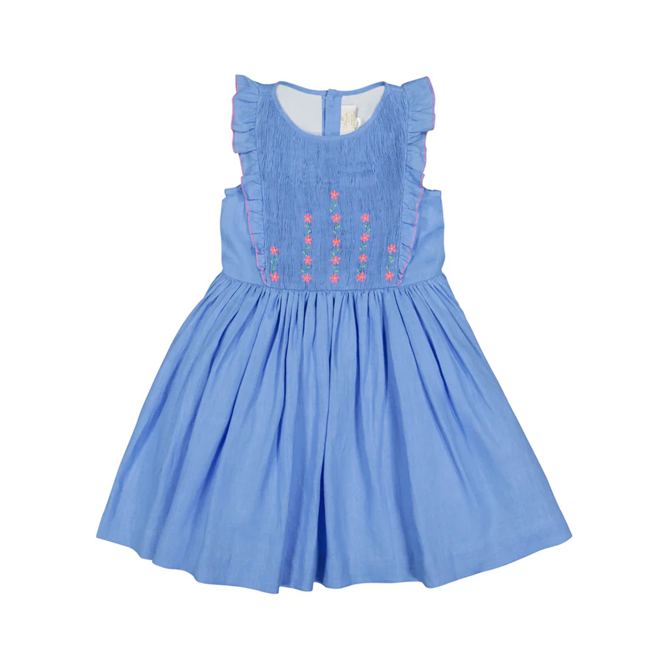 Elivia Blue Linen Smocked Dress