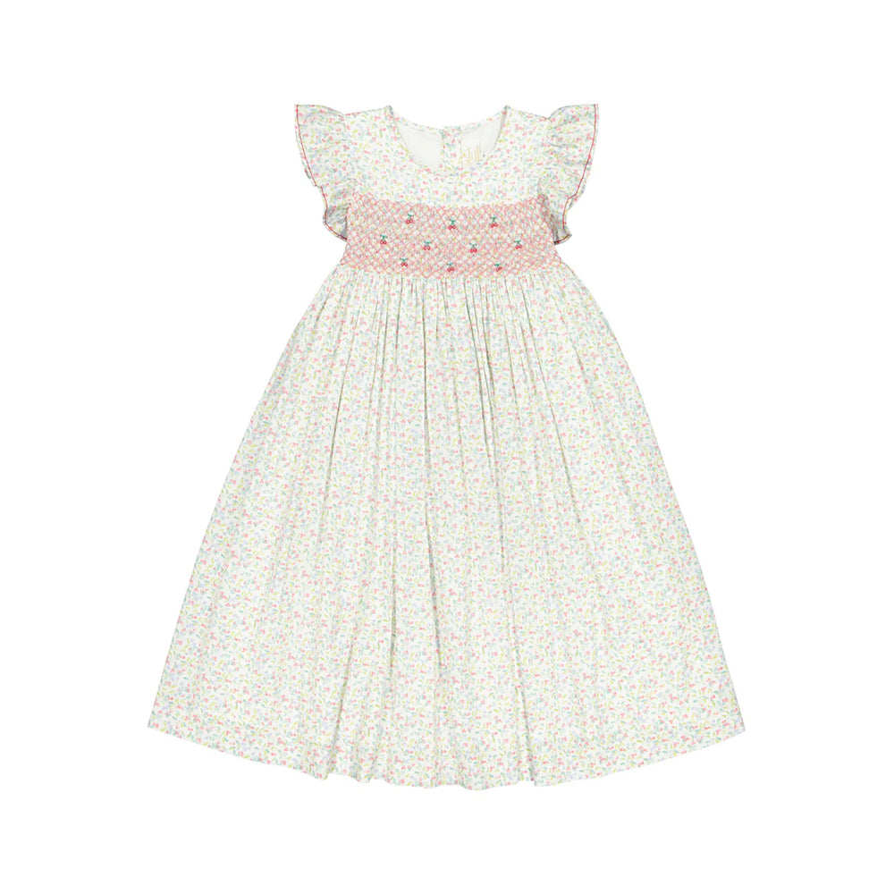 Alizee Cherry Ruffled Sleeve Empire Dress