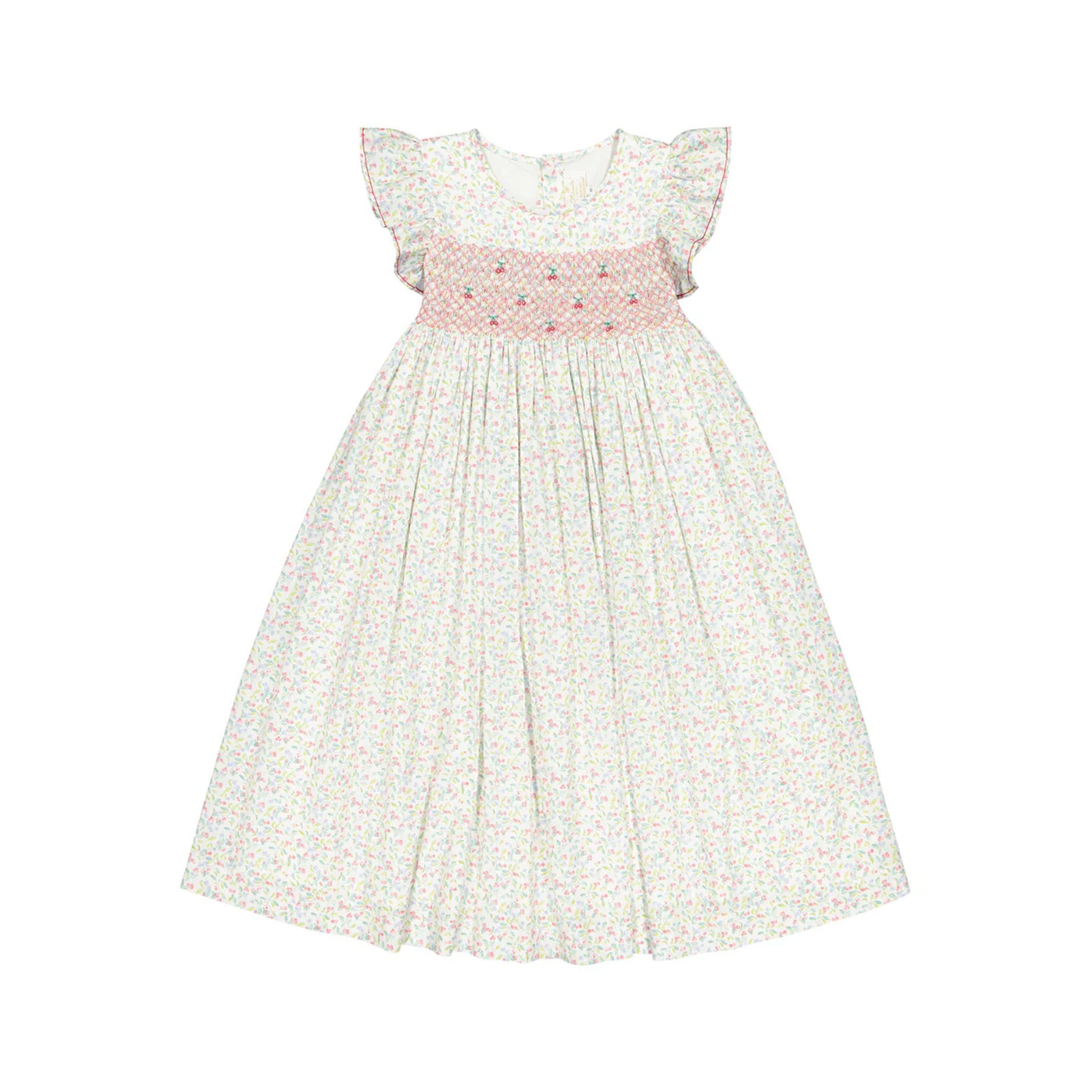 Alizee Cherry Ruffled Sleeve Empire Dress