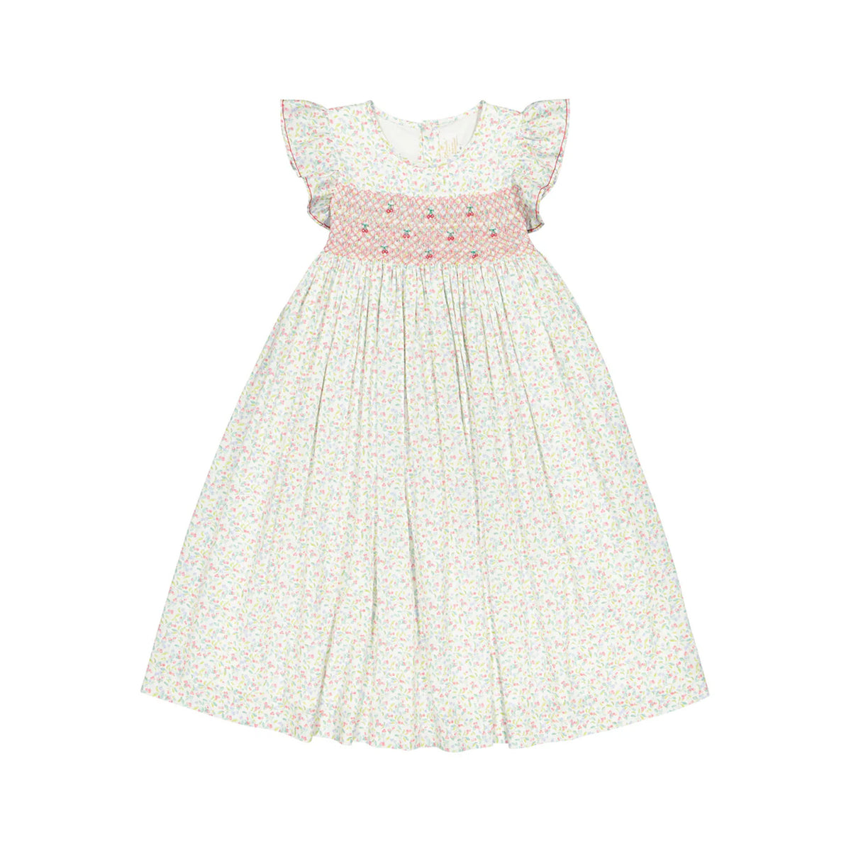 Alizee Cherry Ruffled Sleeve Empire Dress