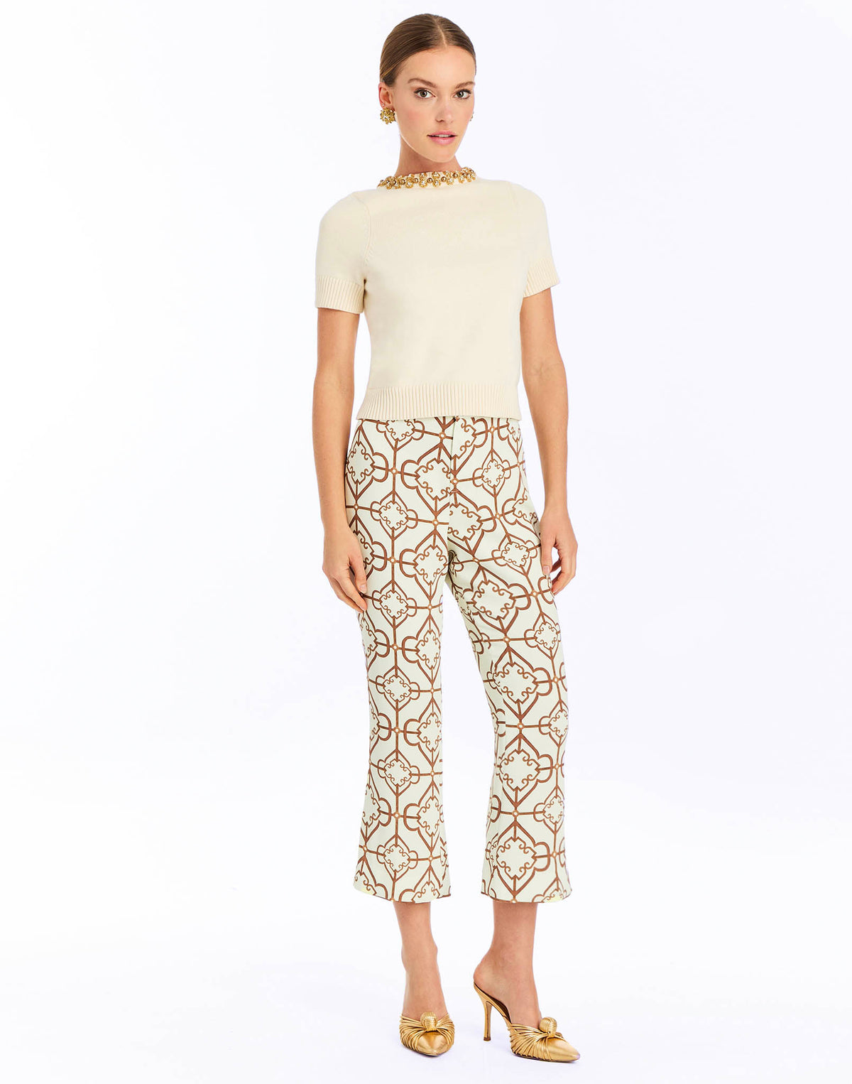 Drew Crew-Neck Sweater in Panna Cotta Ivory