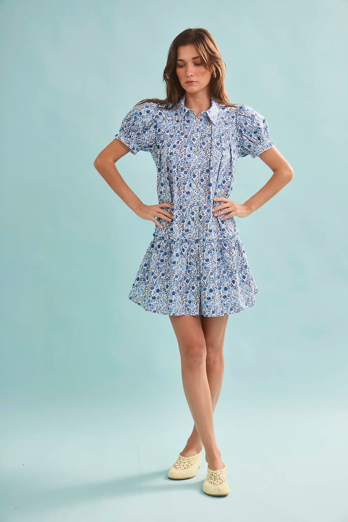 The Drifter Mini Dress in Bermuda Blooms.