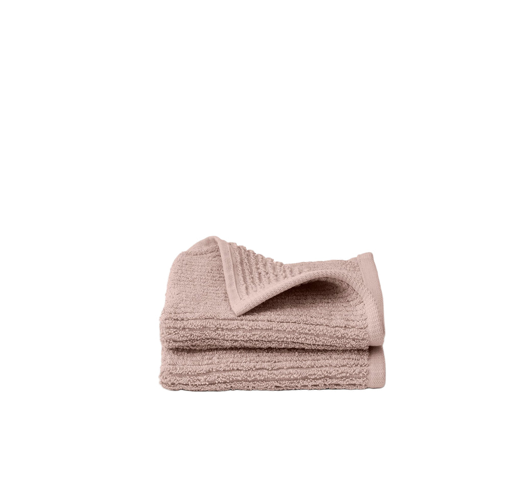 Turkish Ribbed Washcloth in Dusty Rose, Set of 2