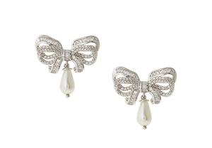 Bow Pearl Drop Earrings