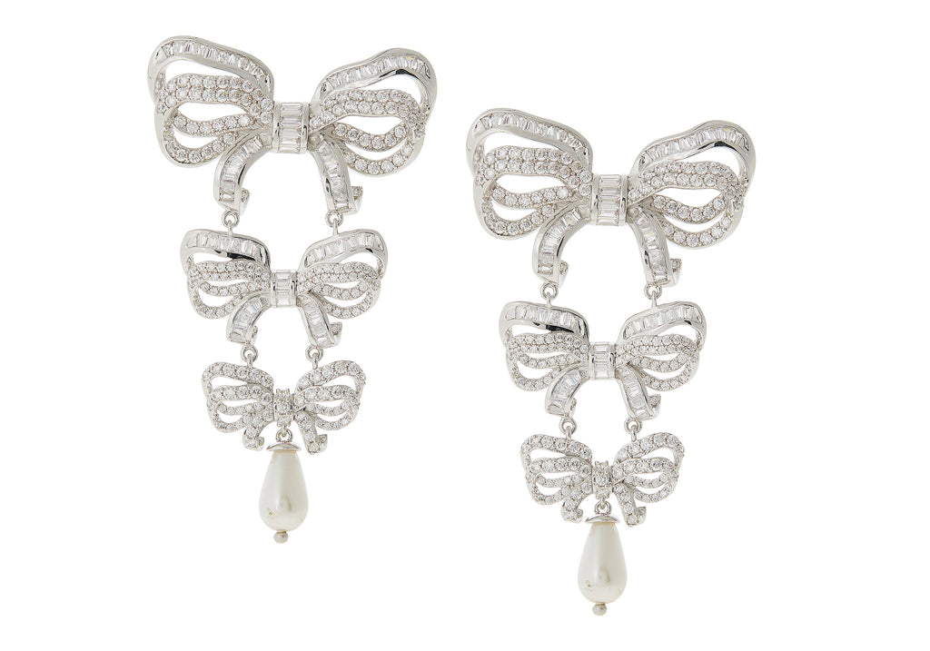 Bohemian Pearl Chandelier Earrings | Western Silver Dangler Earrings