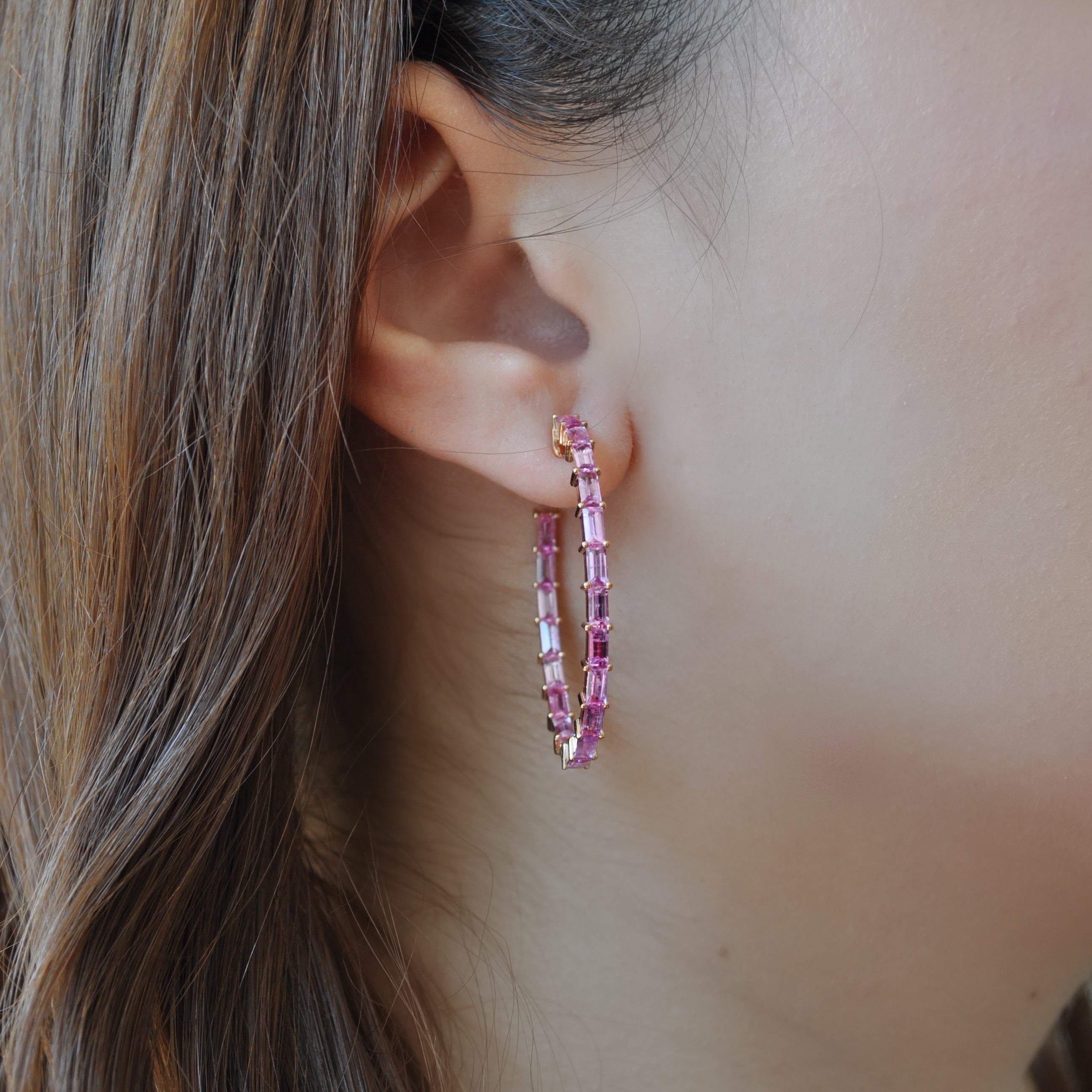 Dolce Pink Sapphire Hoop Earrings