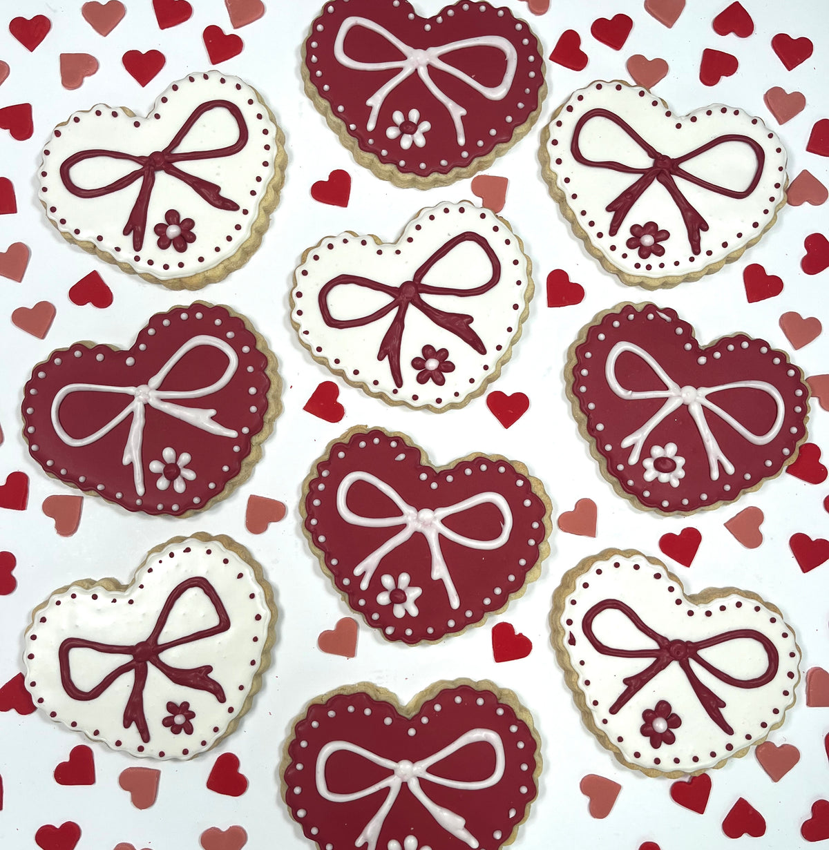 Vintage Heart Sugar Cookies, Set of 6