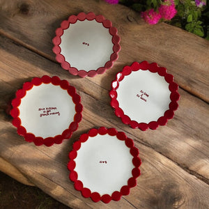 Initials Scalloped Dessert Plates, Set of 2