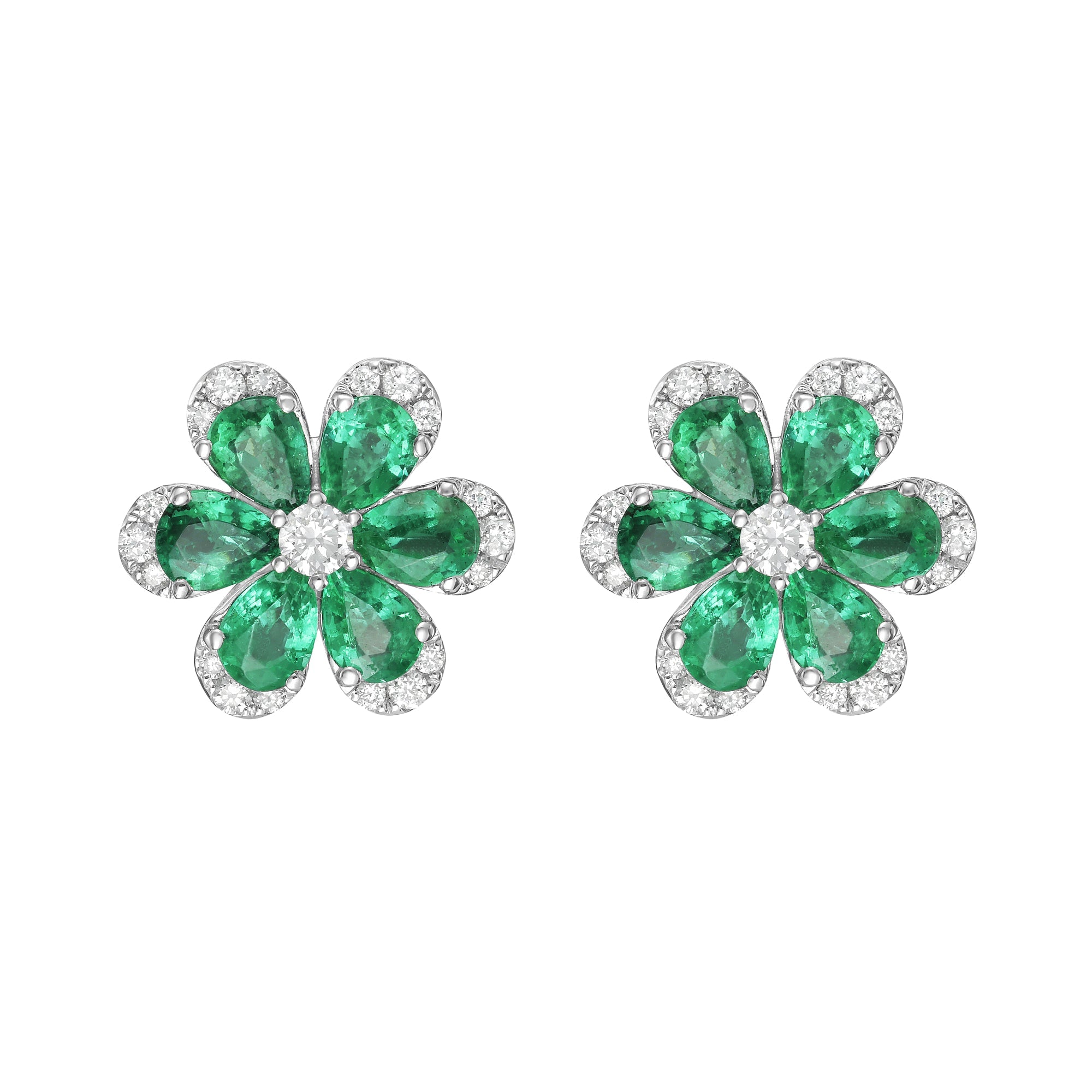 Daisy Emerald and Diamond Studs