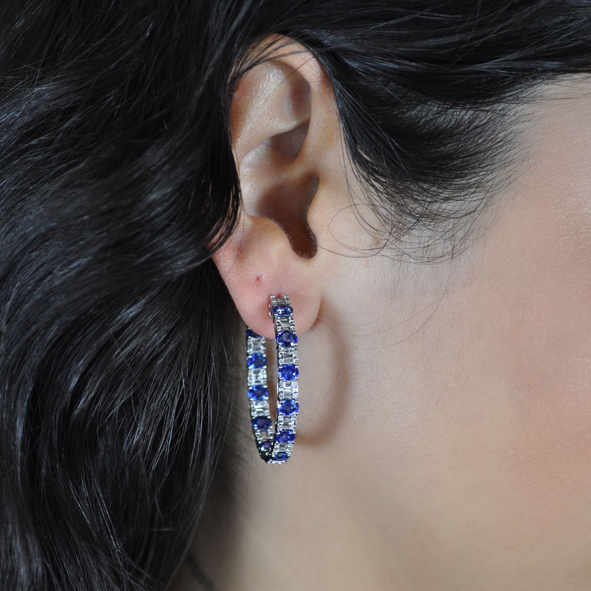 Dolce Blue Sapphire Hoop Earrings