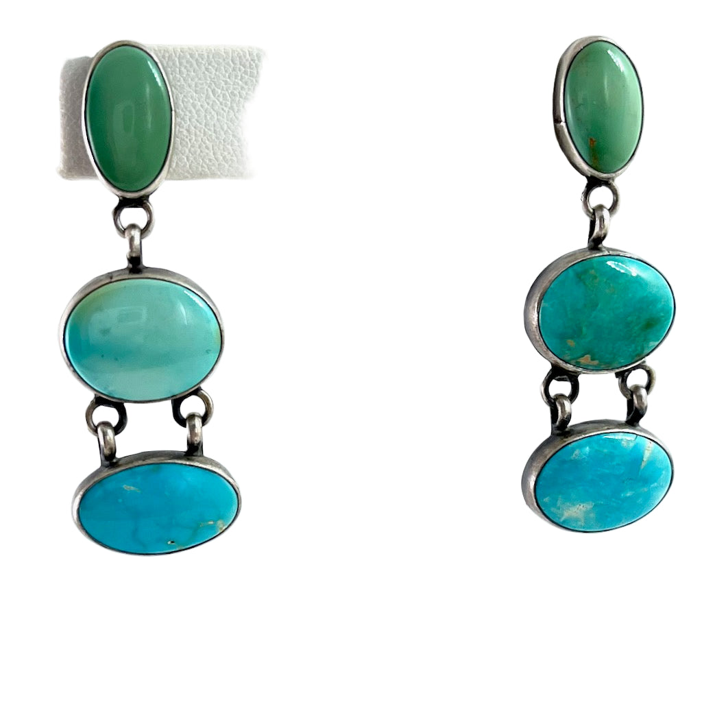 Turquoise Three Stone Earrings