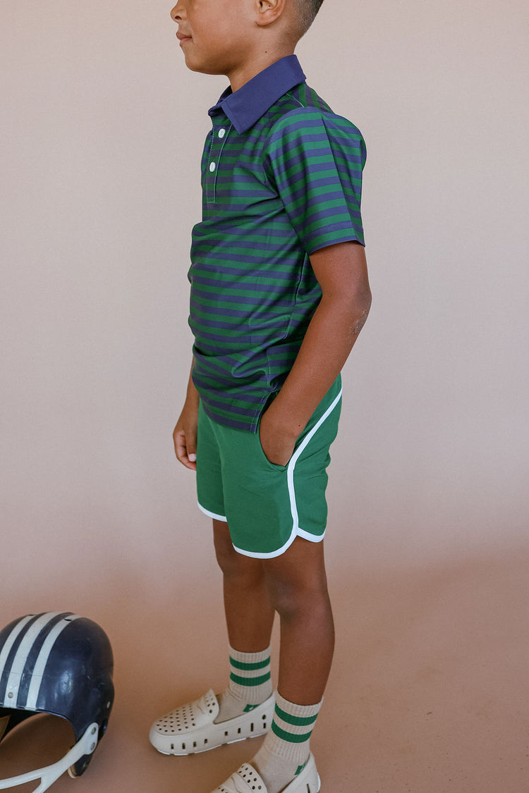 Retro Super Short in Dark Green with White Piping