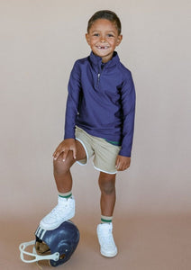 Retro Super Short in Khaki with White Piping