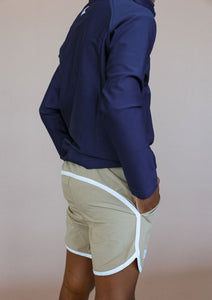 Retro Super Short in Khaki with White Piping