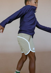 Retro Super Short in Khaki with White Piping