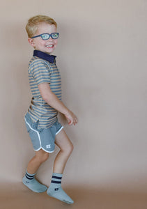 Retro Super Short in Gray with White Piping