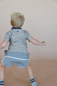 Retro Super Short in Gray with White Piping