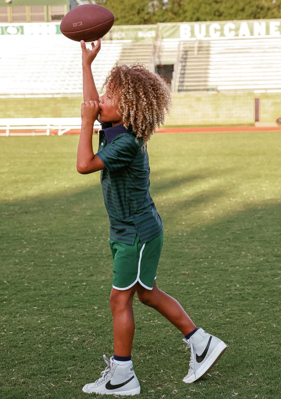 Retro Super Short in Dark Green with White Piping