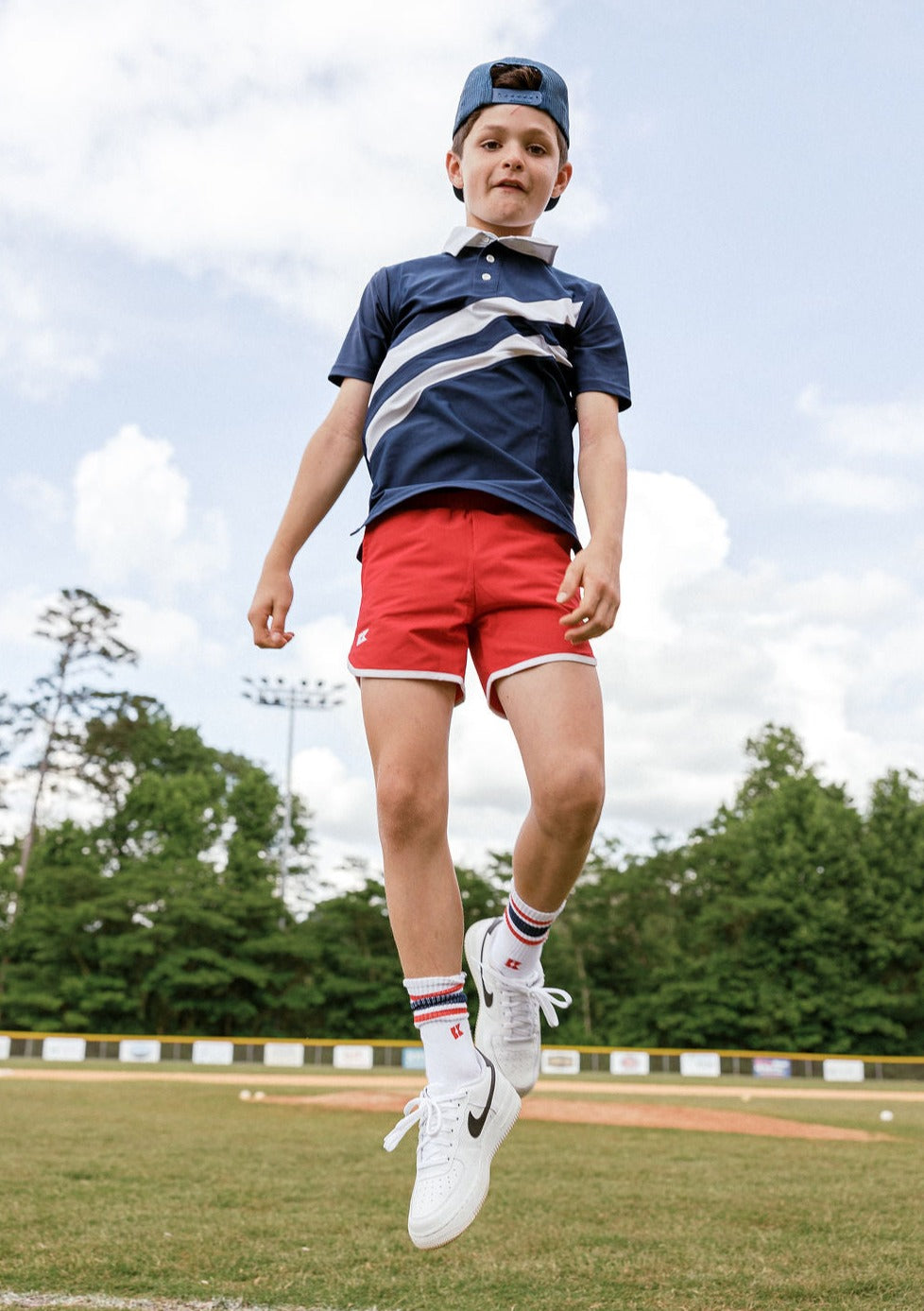 Retro Super Short in Red with White Piping