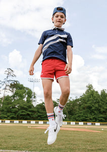 Retro Super Short in Red with White Piping