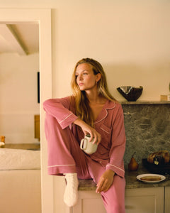 Gisele Long PJ Set in Berry Blush & Ivory