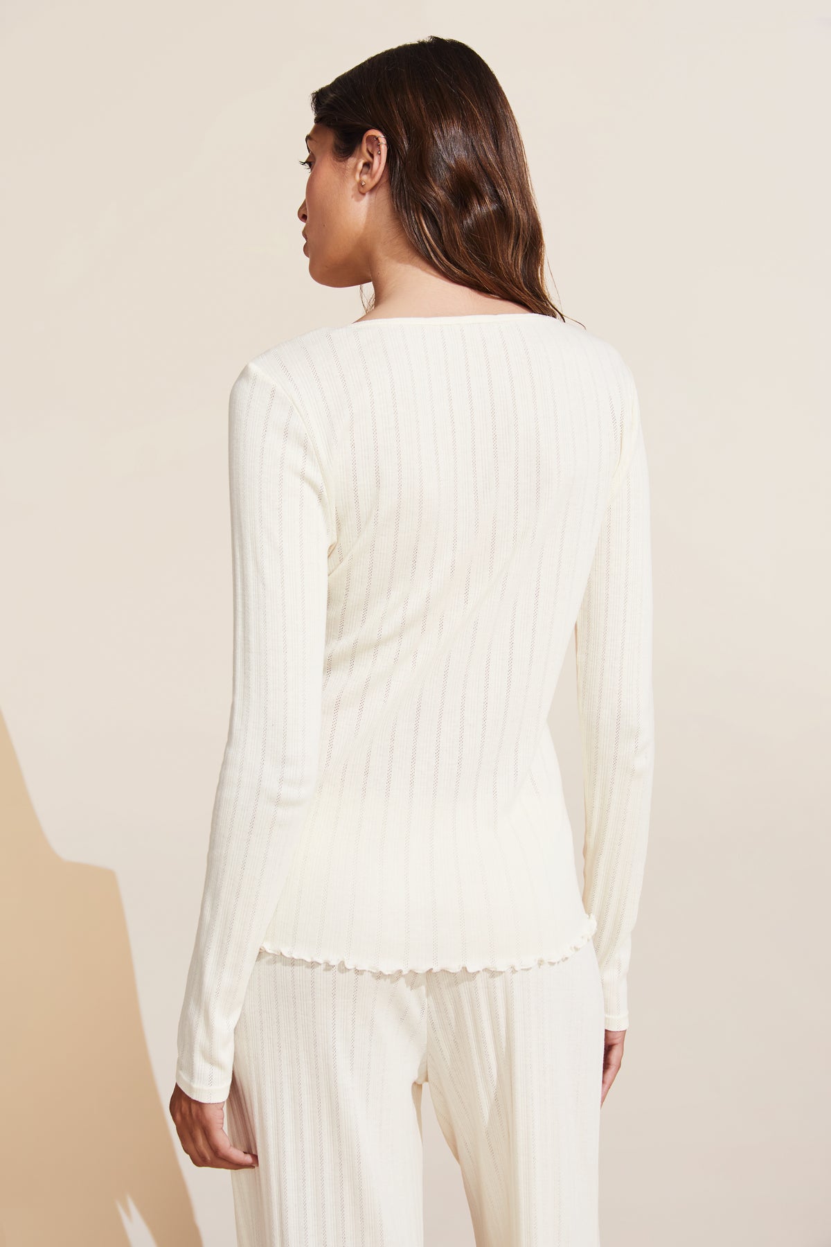 Pointelle Henley in Ivory