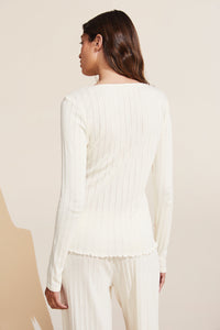 Pointelle Henley in Ivory