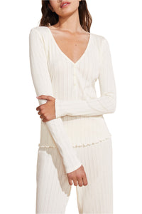 Pointelle Henley in Ivory