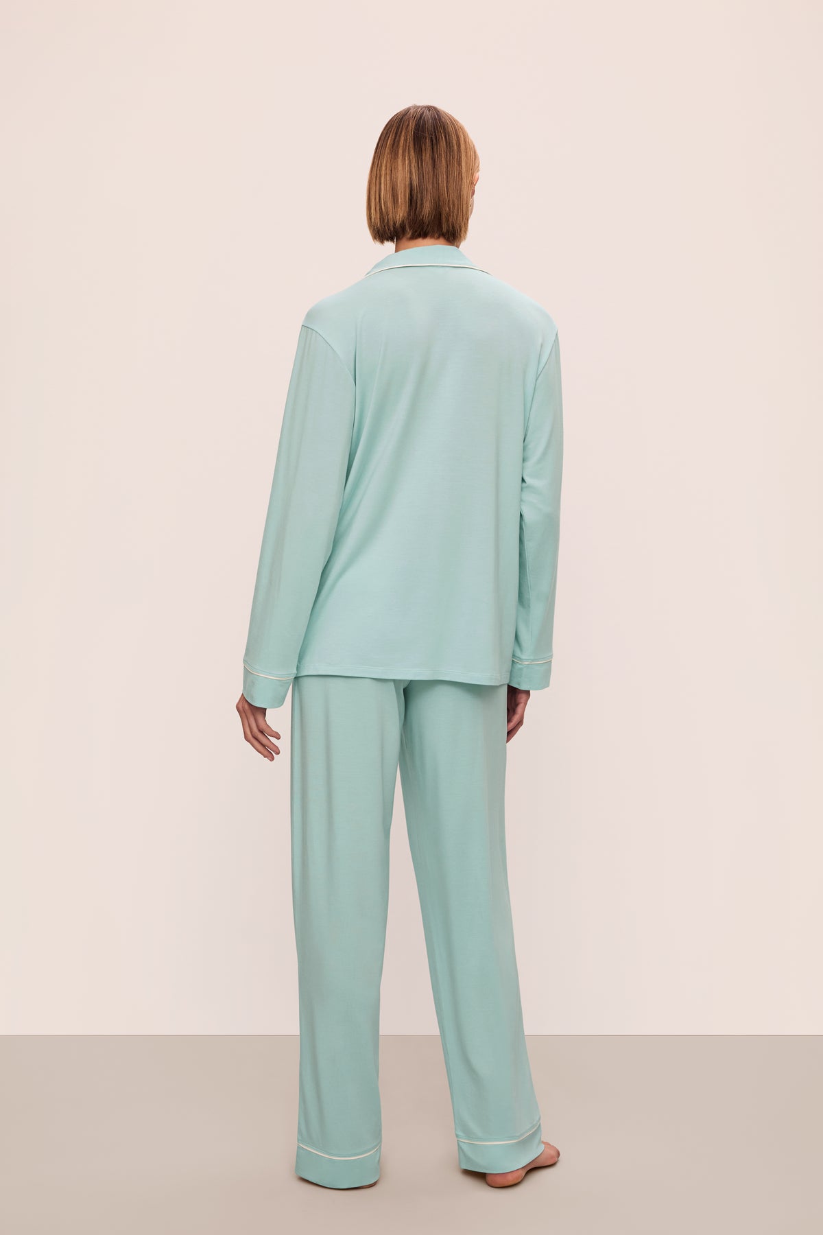 Gisele Long PJ Set in Canal Blue/Ivory