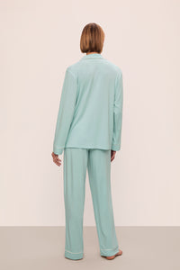 Gisele Long PJ Set in Canal Blue/Ivory
