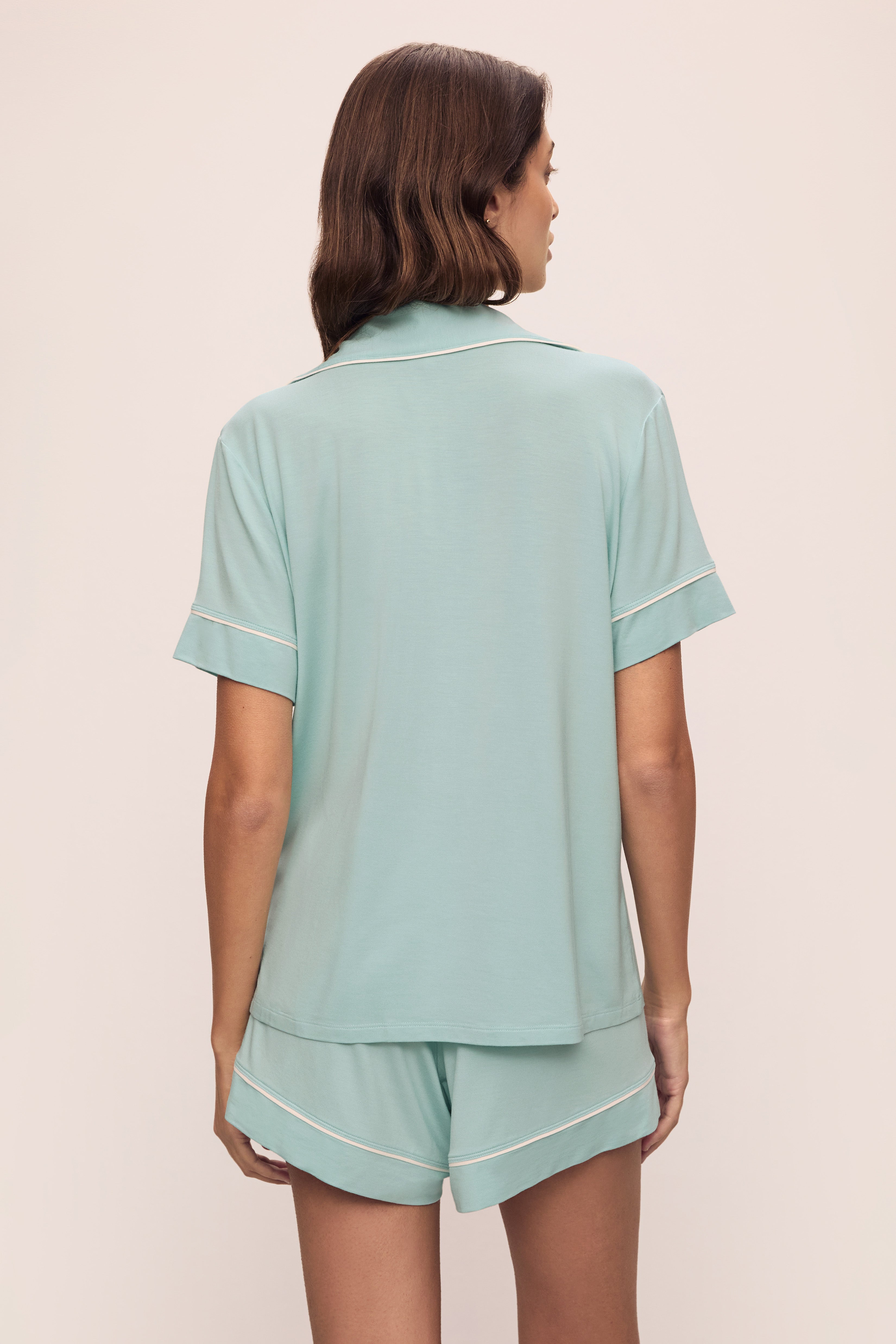 Gisele Relaxed Short PJ Set in Canal Blue/Ivory