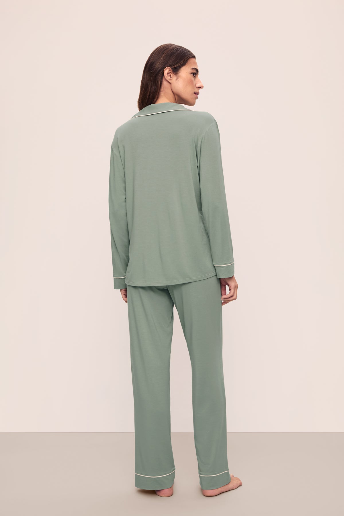 Gisele Long PJ Set in Eucalyptus/Ivory