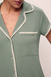 Frida Shortie PJ Set in Eucalyptus/Ivory