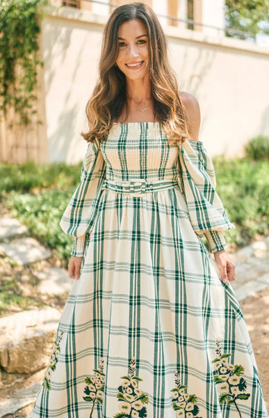EDDY x Mckenzie Depinto Eloise Dress in Green Plaid & Floral | Over The Moon