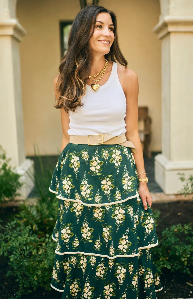 EDDY x Mckenzie Depinto Kenz Skirt in Deep Green & Floral