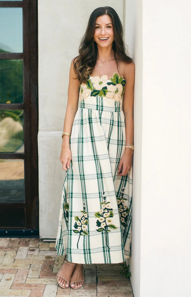 EDDY x Mckenzie Depinto Lucy Dress in Green Plaid & Floral