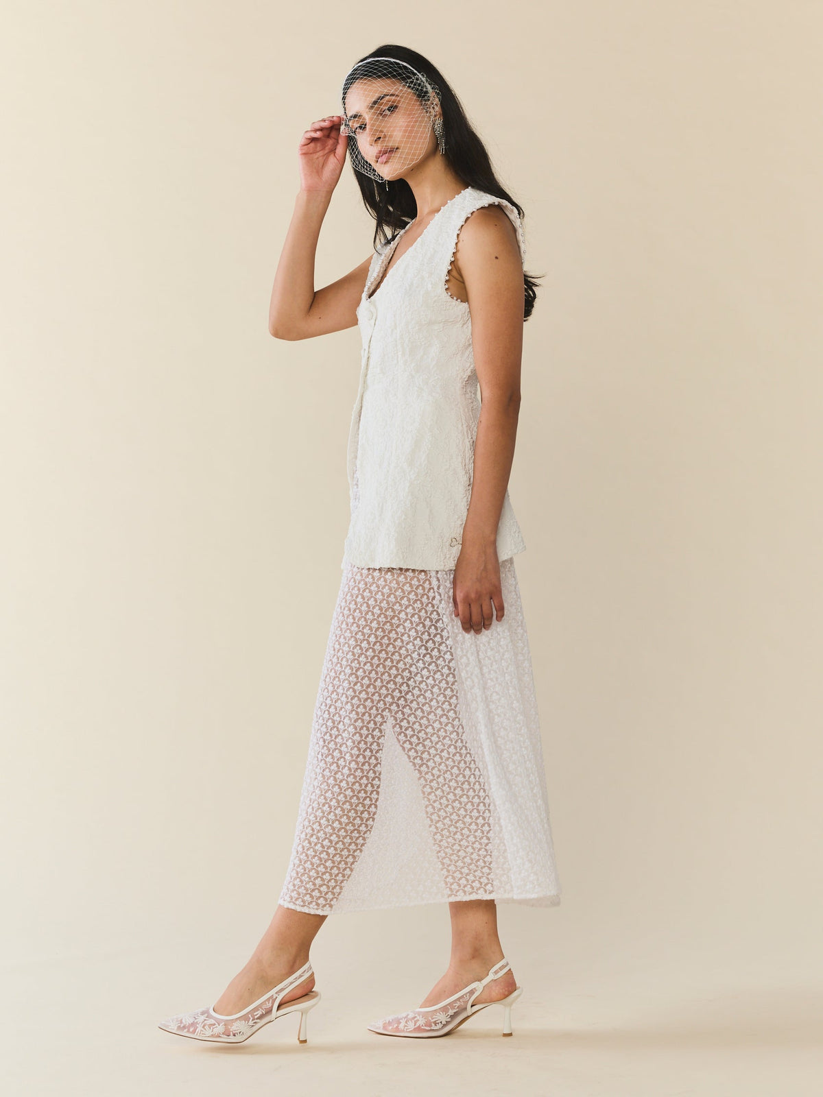 Erin Skirt in Amour White Embroidery