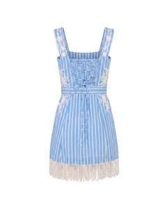 Sarah Bird Mini Dress in Bluebell Beaded Stripe