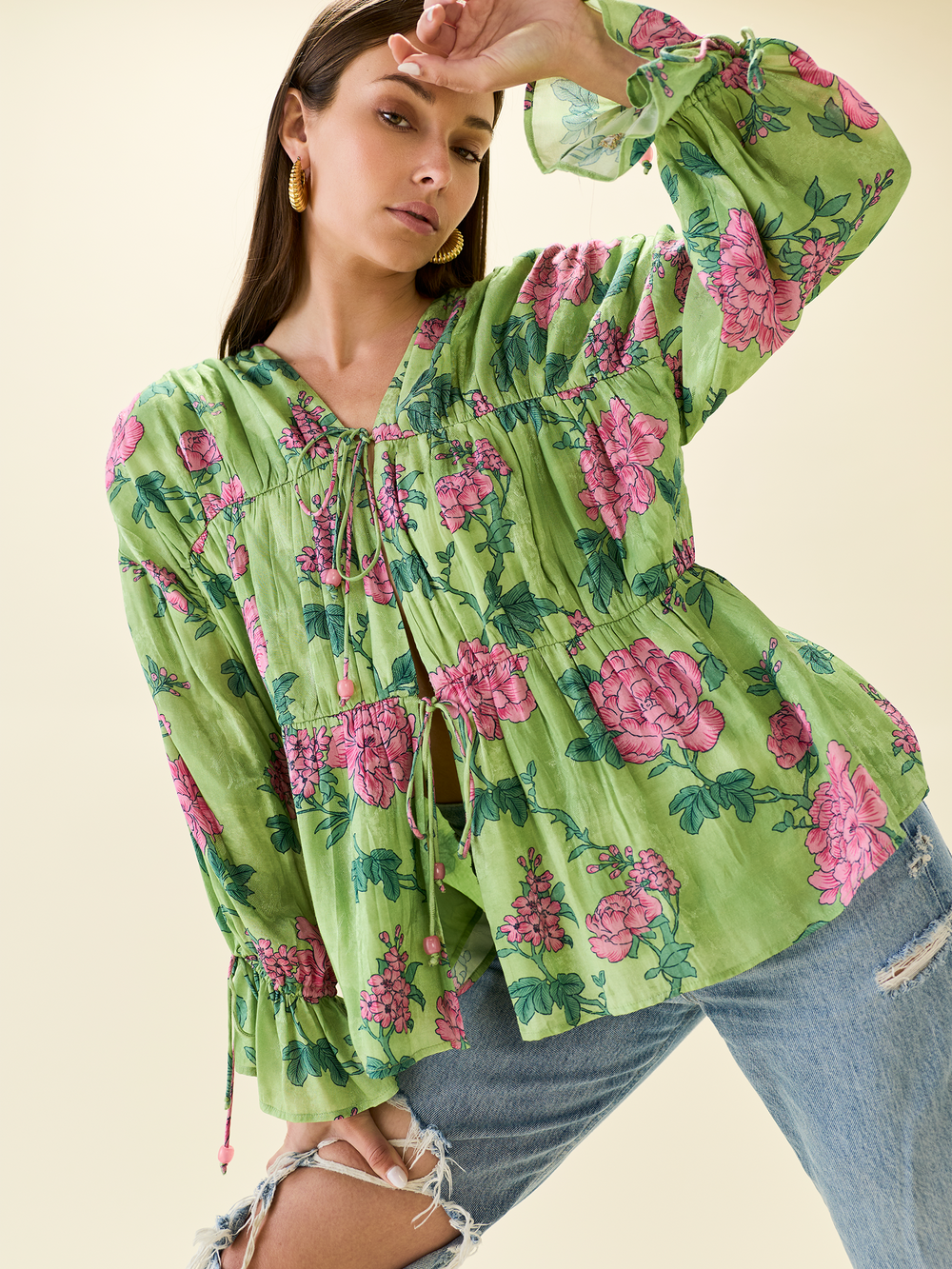 Isle Top in Gardenia Floral