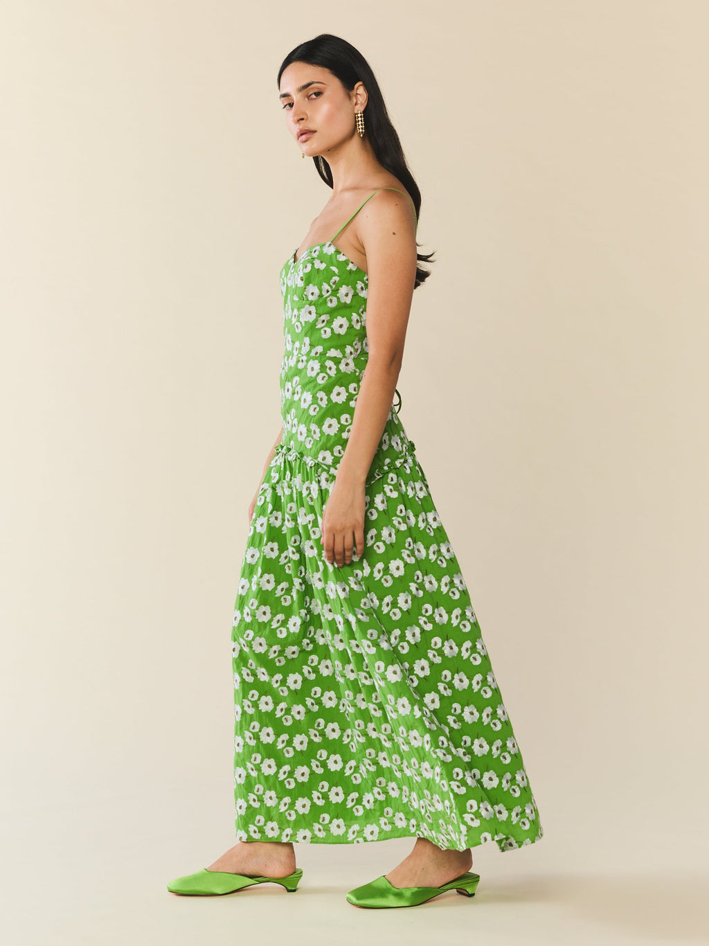 Lydia Dress in Magnolia Green Embroidery