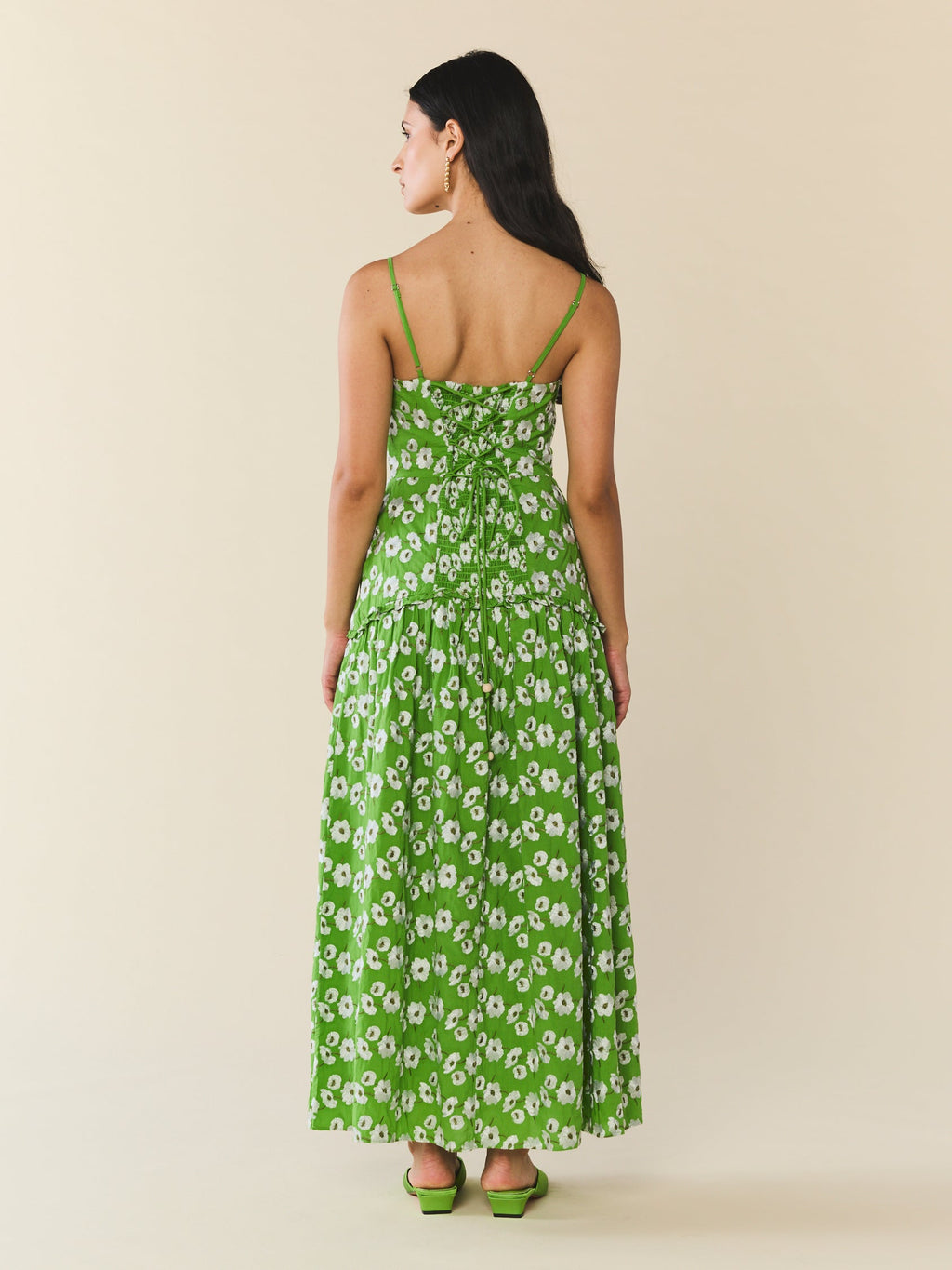 Lydia Dress in Magnolia Green Embroidery