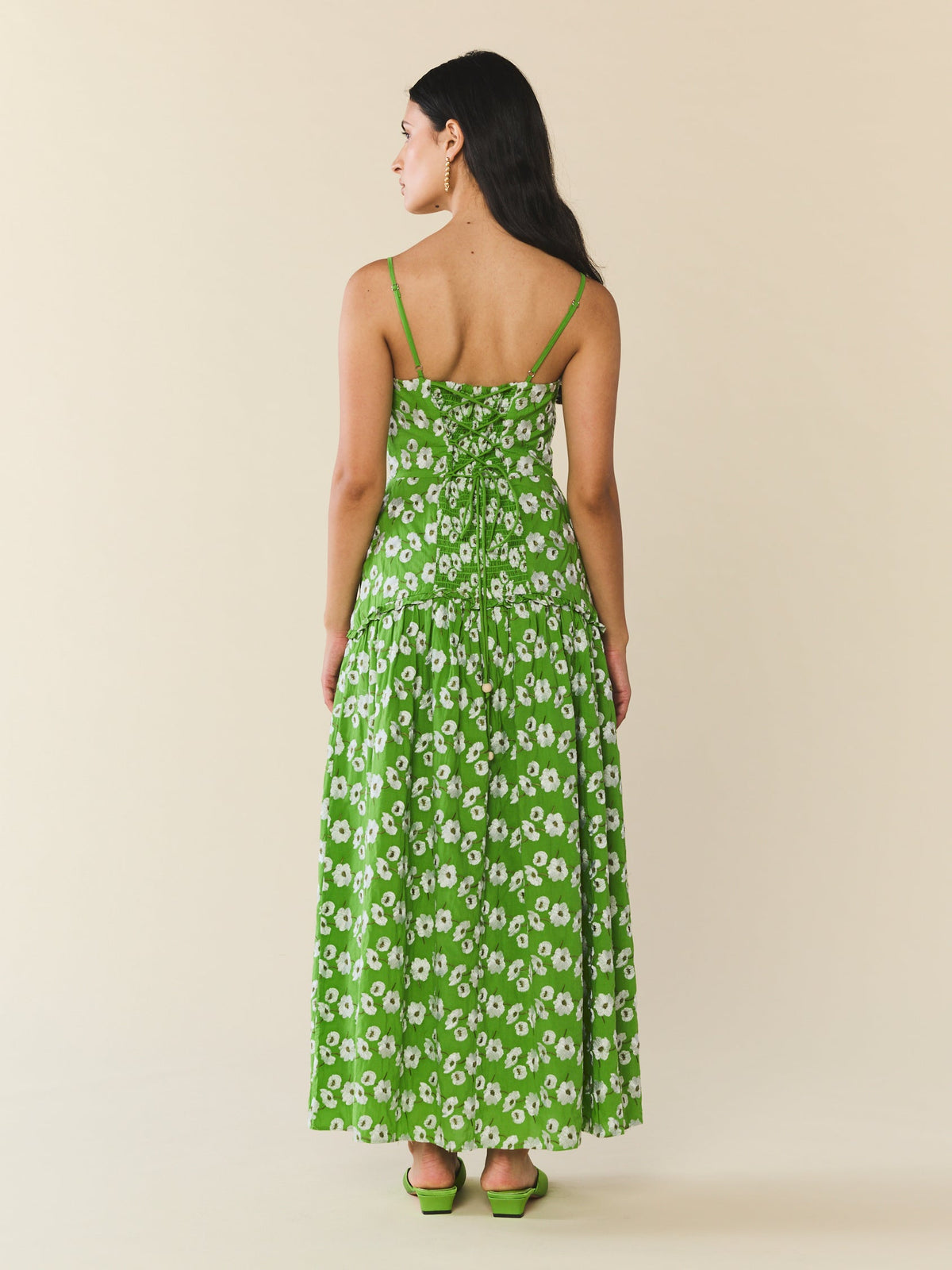Lydia Dress in Magnolia Green Embroidery
