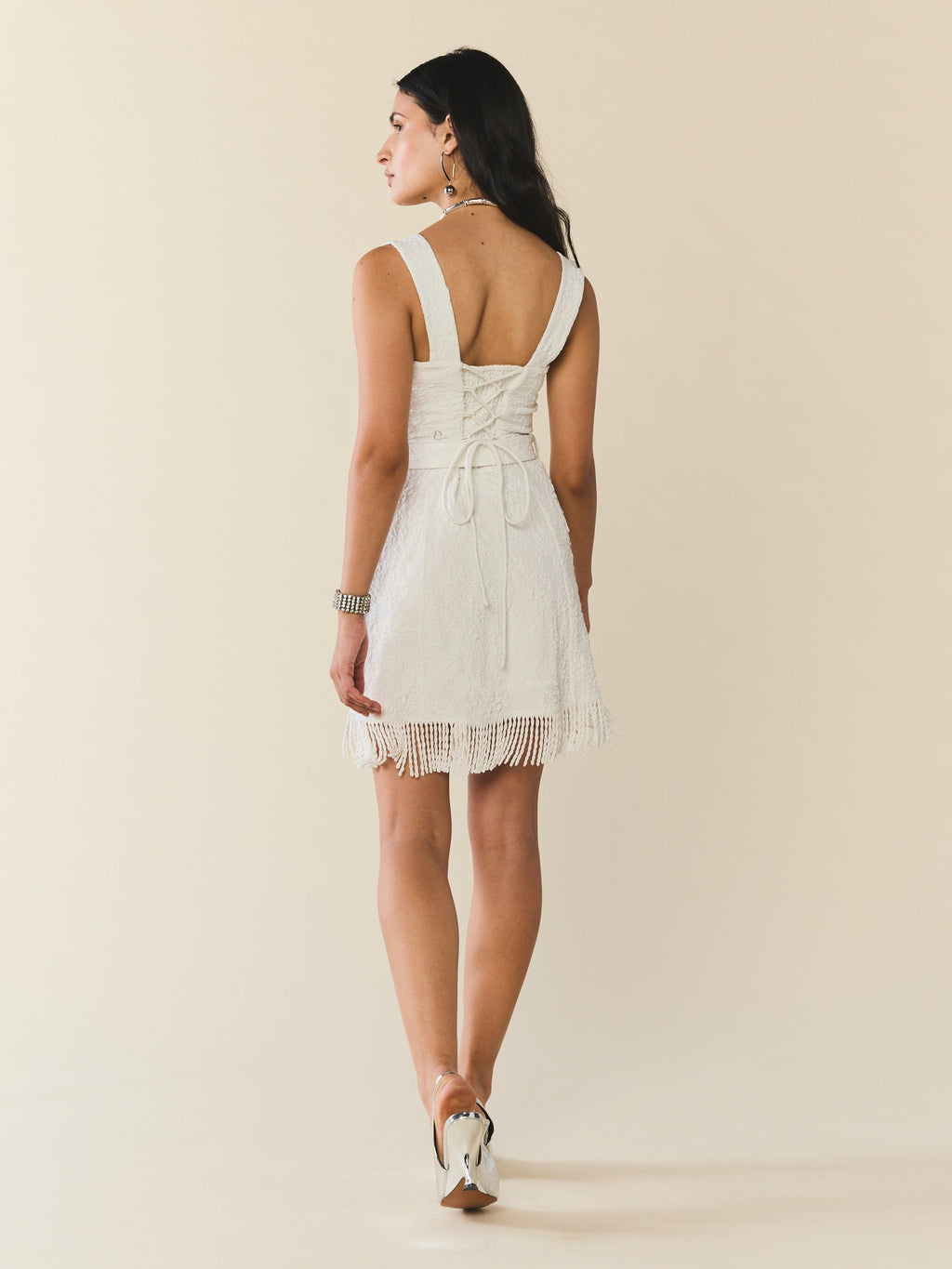 Sarah Bird Mini Dress in Chapel White Floral