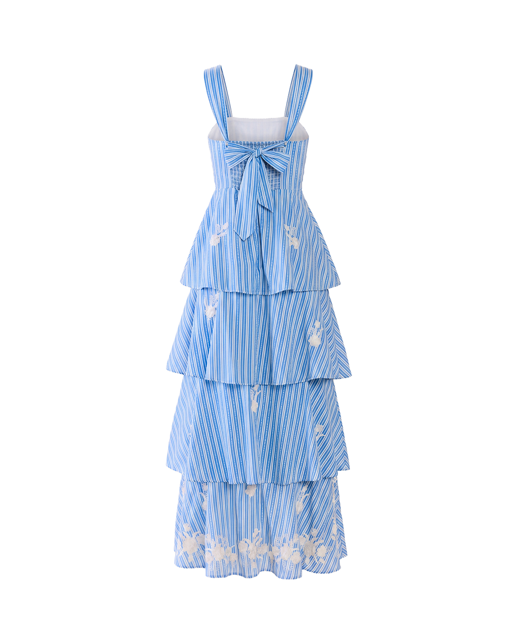 Emma Tiered Dress in Bluebell Beaded Stripe