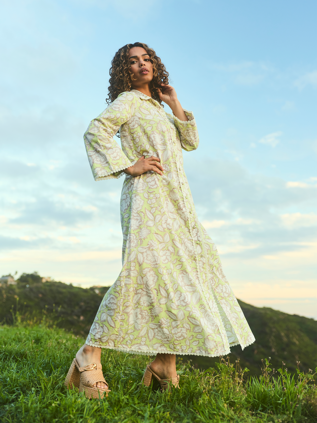 Birdie Dress in Lucca Green